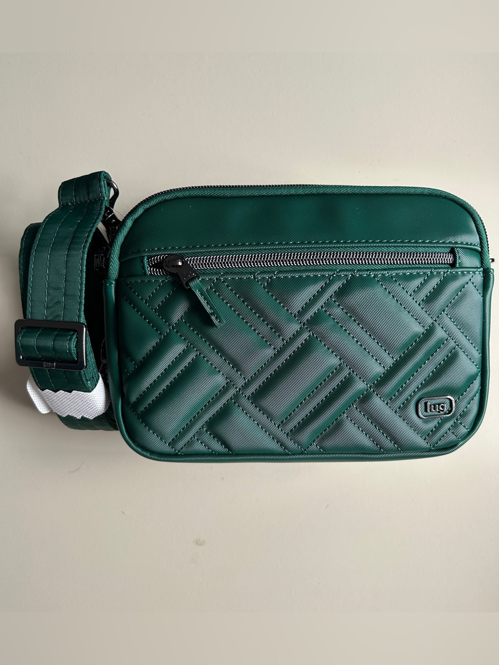 Lug Super Coupe 3 Satin Luxe Convertible Crossbody Metallic Wickedly Green Nwt